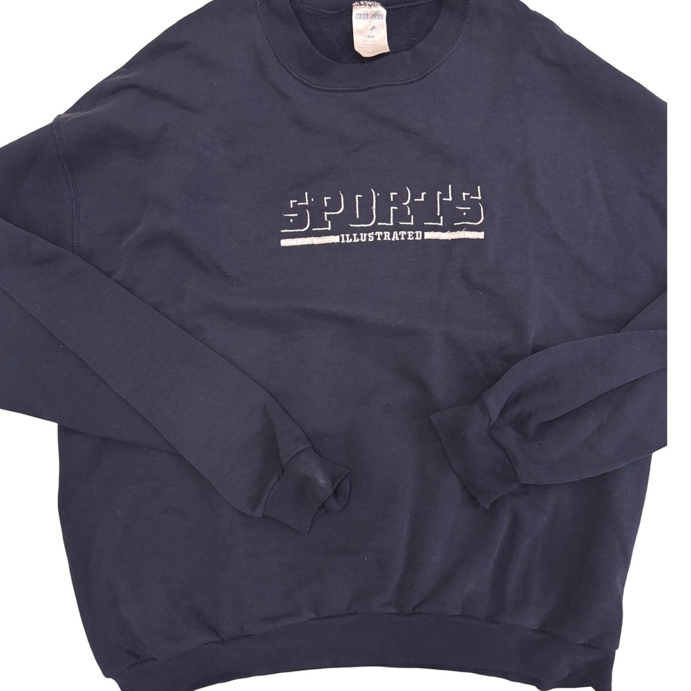 Vintage Sports Illustrated Crewneck Sweatshirt Navy Blue Embroidered Logo XL